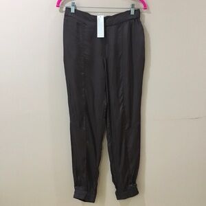Young Fabulous & Broke Pants Womens Medium Satin Silky  Joggers Brown New